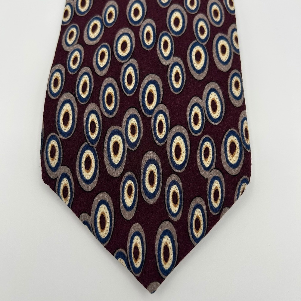 Ferrell Reed Necktie Geometric Oval Mens OS Burgundy Silk Vintage Academic